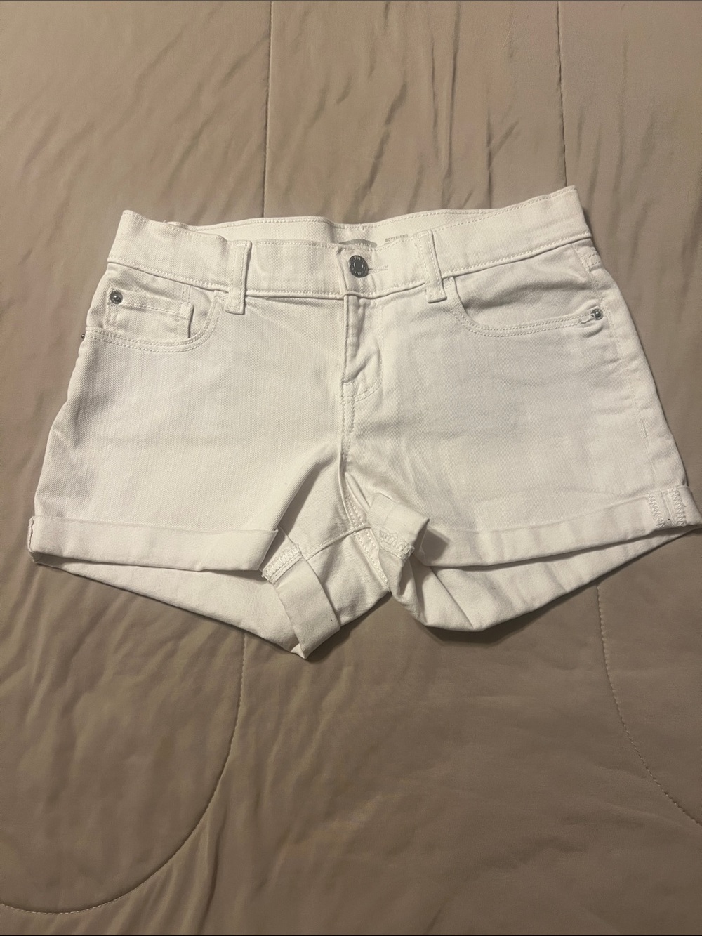 Old Navy White Denim Roll-Cuff Jean Shorts- Boyfriend Fit